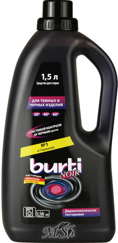 BURTI "Noir": Жидкое средство синтетическое для стирки черного и темного белья, 1500мл