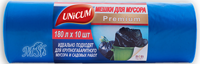 UNiCUM: Мешки для мусора, синие, 180л, 10шт/уп