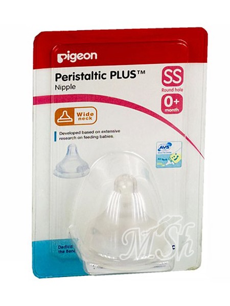 PIGEON: Силиконовая соска Перистальтик ПЛЮС™ для бутылочек с широким горлом, SS, с 0 мес,1шт 