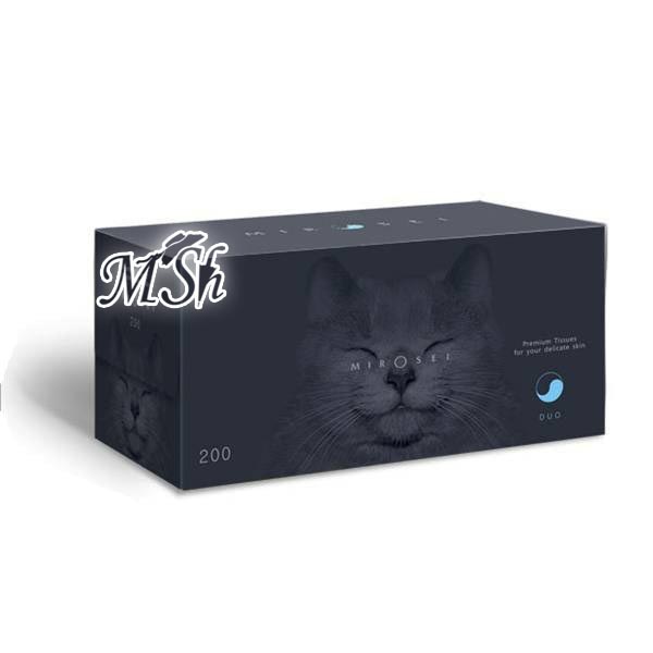MIROSEI "Дуэт": Салфетки двухслойные, черная коробка (кошка), 200 шт/уп