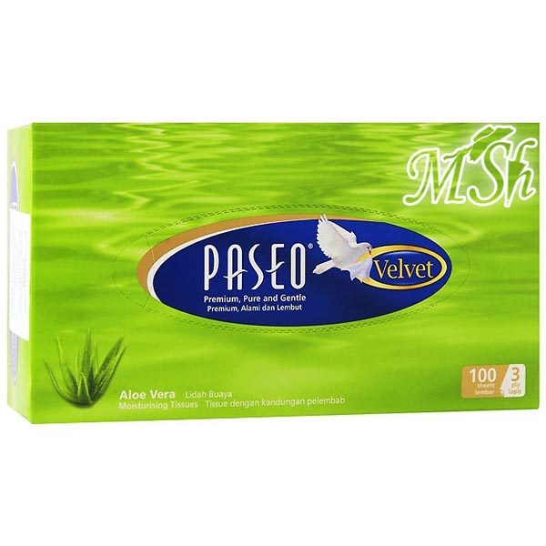 PASEO Velvet: Мягкие трехслойные салфетки с экстрактом алоэ-вера, 100шт