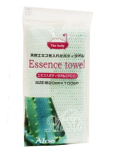 KOKUBO "Essence towel Aloe": Мочалка для тела с экстрактом алоэ, мягкая, 20х100см