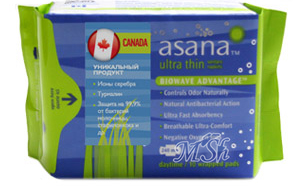 ASANA "Daytime Ultra Thin": Супертонкие дневные женские гигиенические прокладки с верхним слоем-хлопок, 10шт