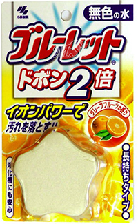KOBAYASHI "Bluelet Dobon W": Двойная очищающая и дезодорирующая таблетка для бачка унитаза с ароматом грейпфрута,120г