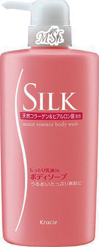 KRACIE "Silk": Гель-крем для душа с коллагеном "Moist Essence", цветочный аромат, 520мл