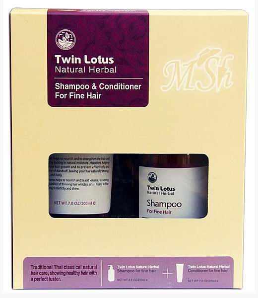 TWIN LOTUS "Natural Herbal" Набор: Шампунь (250мл) и кондиционер (200мл), для нормальных волос, с протеинами шелка