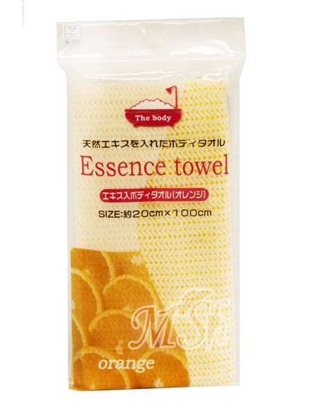 KOKUBO "Essence towel Orange": Мочалка для тела с экстрактом апельсина, мягкая, 20х100см