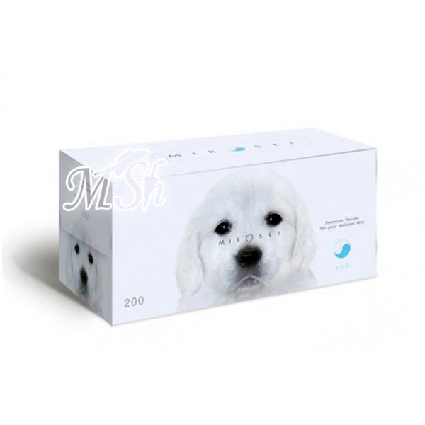 MIROSEI "Дуэт": Салфетки двухслойные, белая коробка (щенок), 200 шт/уп