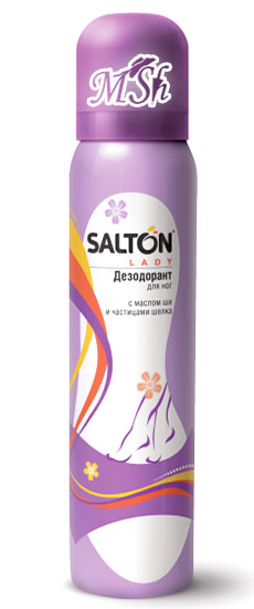 SALTON: Дезодорант-антиперспирант для ног с маслом Ши и частицами шелка, 100мл
