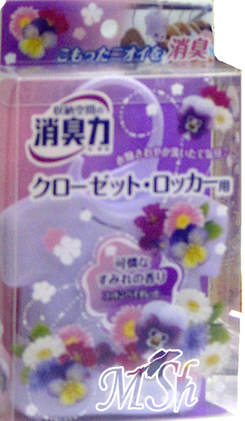 ST "Shoushuuriki": Освежитель воздуха для шкафов на основе желе-сенсора с ароматом фиолетового хлопка, 32г