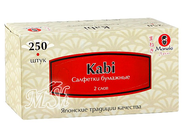 MANEKI "Kabi": Салфетки бумажные двухслойные, 1кор/250шт