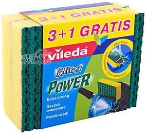 VILEDA "Glitzi Power": Губка экстра очищение,3+1шт