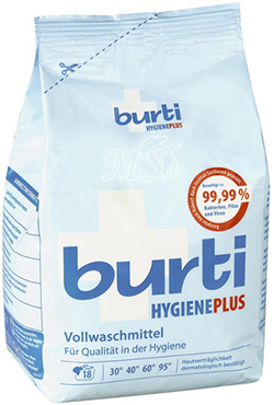 BURTI "Hygiene Plus": Универсальный стиральный порошок для белого белья с дезинфицирующим эффектом, 1100г